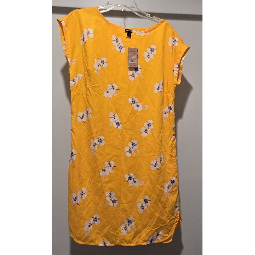 Patagonia June Lake Dress Yellow‎ Floral Dress Women's Small NWT